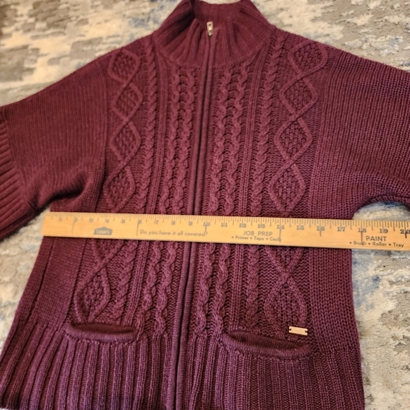 Roots lambswool-blend knit sweater zip cardigan. Pockets. 3/4 sleeve. XS. - Picture 15 of 16